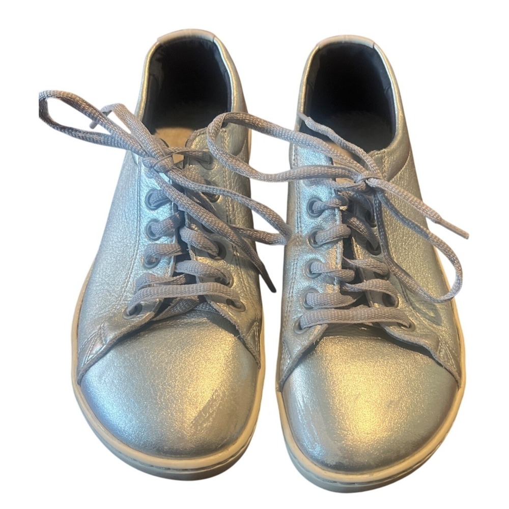 Birkenstock Womens Metallic Silver Sneakers Size 7-7.5 Lace-Up Comfort Casual Sh